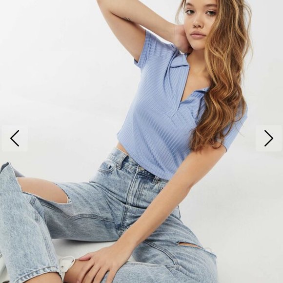 Ardene's Women's Crop Top - Ribbed Polo - Women's Polo - Picture 1 of 4